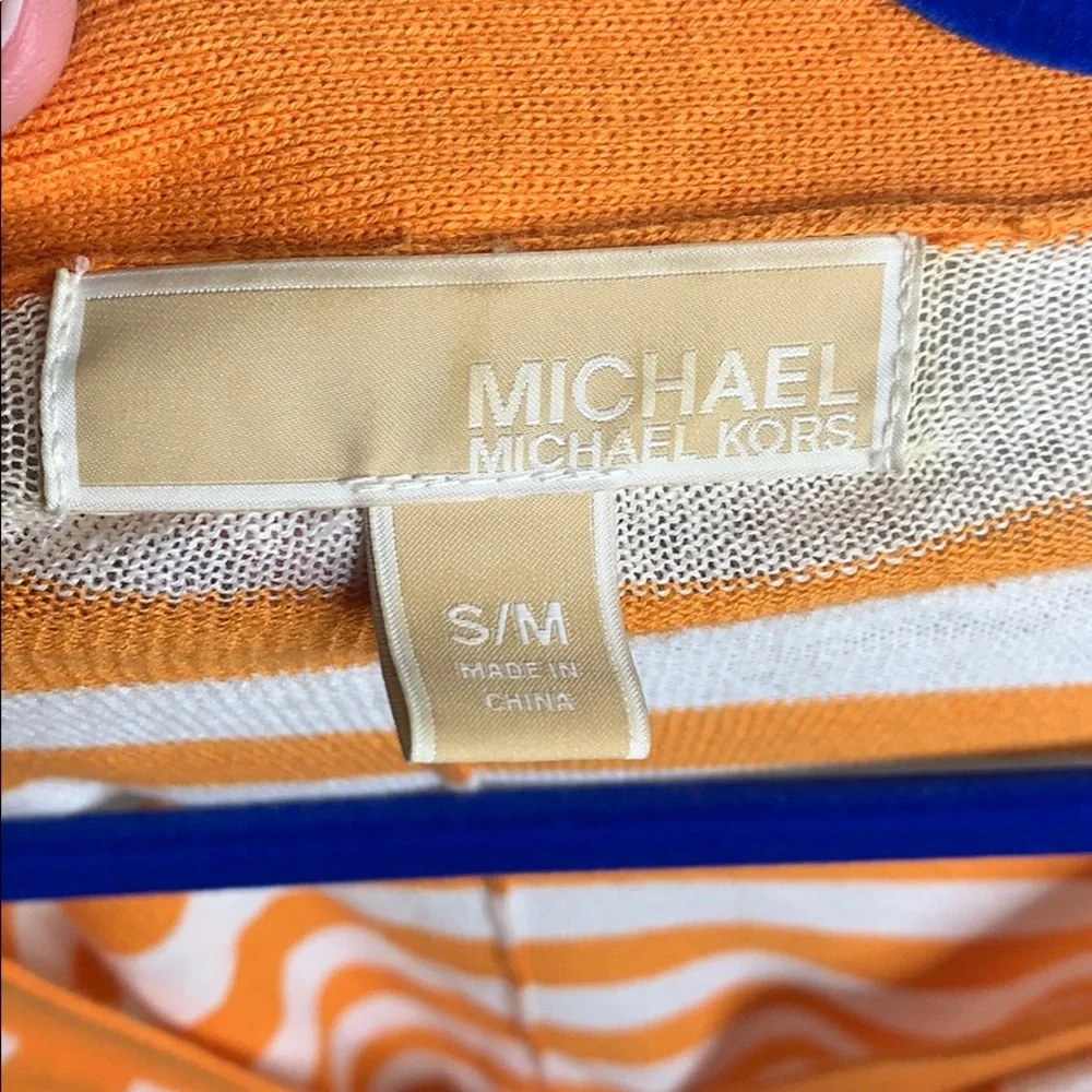 Michael‎ Kors orangewhite striped slouchy cardigan